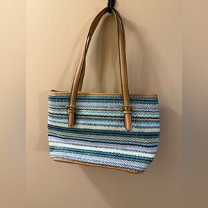 Style & Co Striped Blue and Tan woven bag